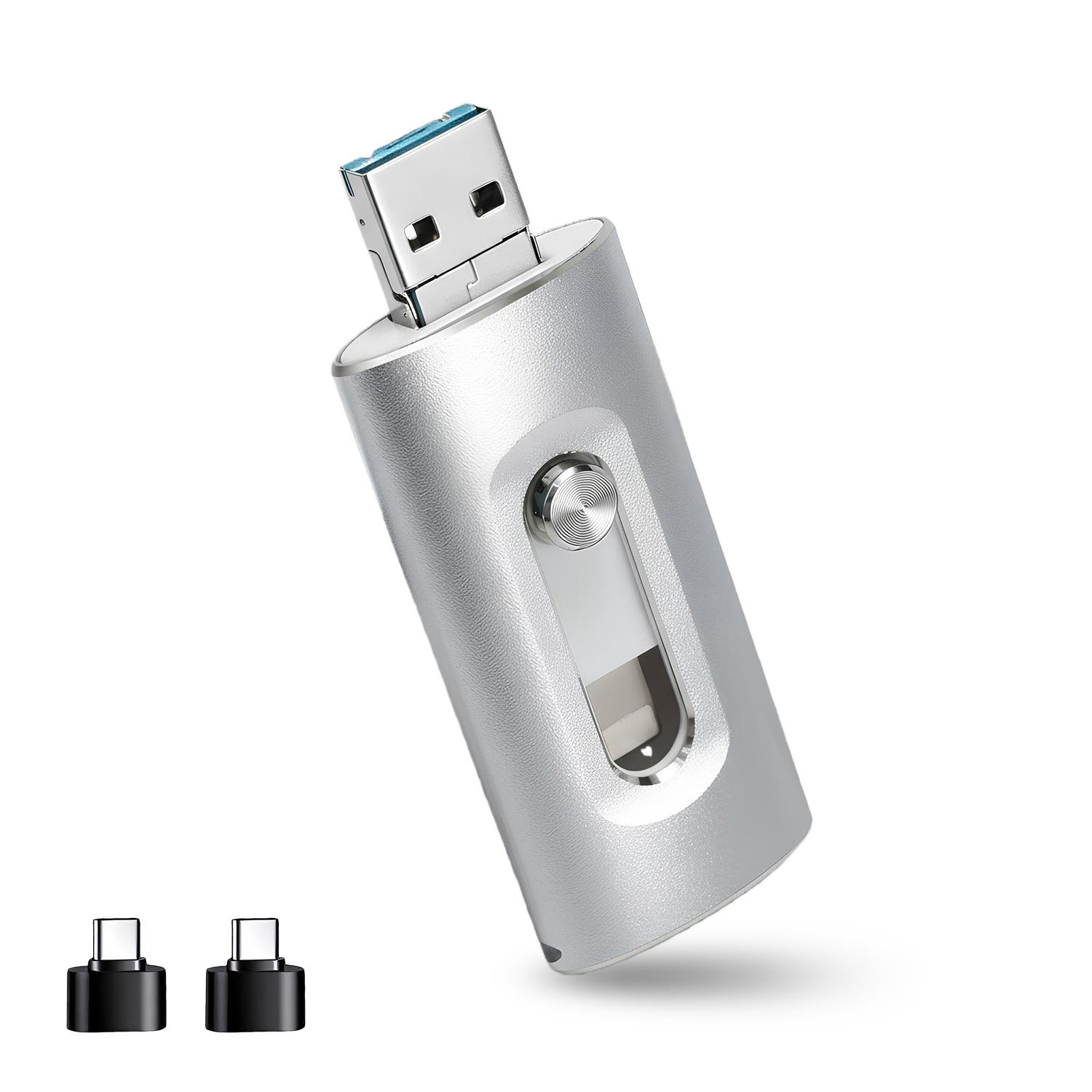 3 in 1 Flash Drive (App Required) - High Speed USB 3.0 Memory Stick with Free Type-C Adapter for iPhone/iPad/Android/PC, OTG Flash Pen Drive for Photos & Videos Backup 3 in 1 Flash Drive (App Required) - High Speed USB 3.0 Memory Stick with Free Type-C Adapter for iPhone/iPad/Android/PC, OTG Flash Pen Drive for Photos & Videos Backup