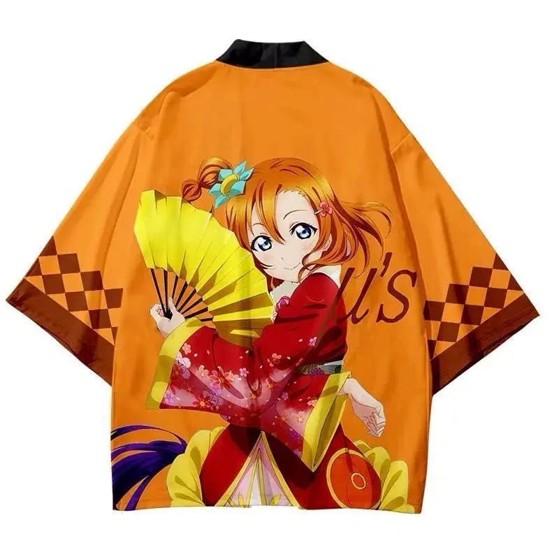 2026 New hot item Anime LoveLive! Superstar!! Yukata Men Women Cardigan Loose Blouse Haori Obi Asian Clothes Harajuku Japanese Kimono Shirt