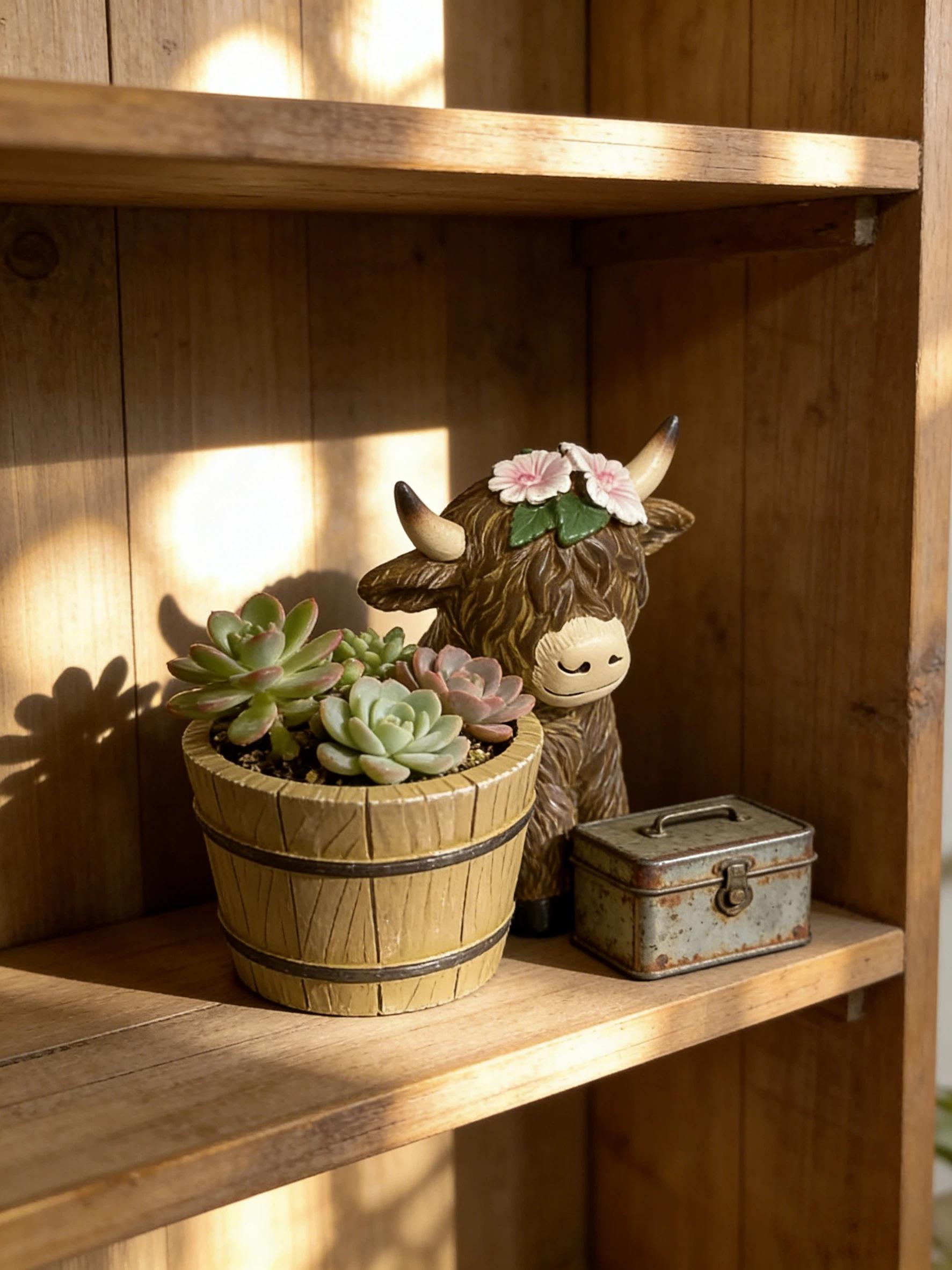 Multifunctional Creative Resin Cow Figurine, Succulent Planter & Pen Holder, Cute Healing Design, Office & Living Room Decor, Birthday Gift