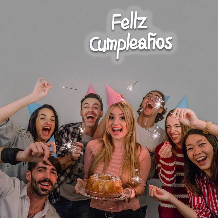 Feliz Cumpleaños  Neon Sign Light Spinish Happy Birthday Wall Sign Decor Fiesta Mexican Themed Birthday Party Backdrop Banner Gifts  USB Powered