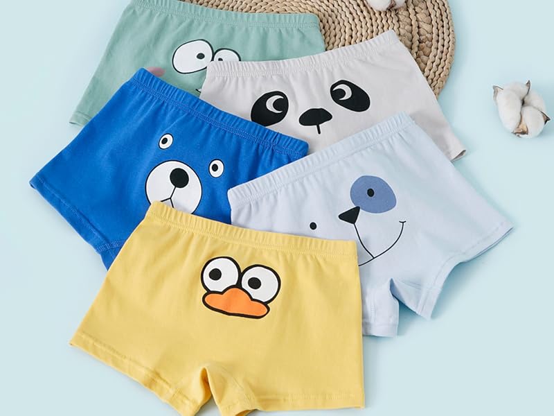 Toddler Boys' Boxer Briefs, 5-Pack Soft Cotton Tagless Underwear, Comfortable Stretch Briefs for Kids Ages 3-24