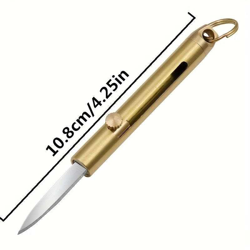 Mini Brass Push-Pull Knife Keychain, Sharp Camping Hiking Outdoor Fishing Tool, Daily Carry Pocket Knife, Durable & Portable Design, Outdoor Camping Knives