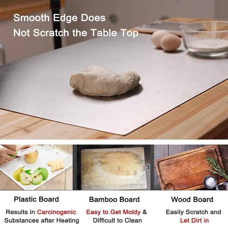 Stainless Steel Food Cutting Board 40x30cm, Durable Large Kitchen Chopping Block for Meat, Fruit, Vegetables and Baking, Easy to Clean, Suitable for Daily Use, Cutting Boards for Kitchen