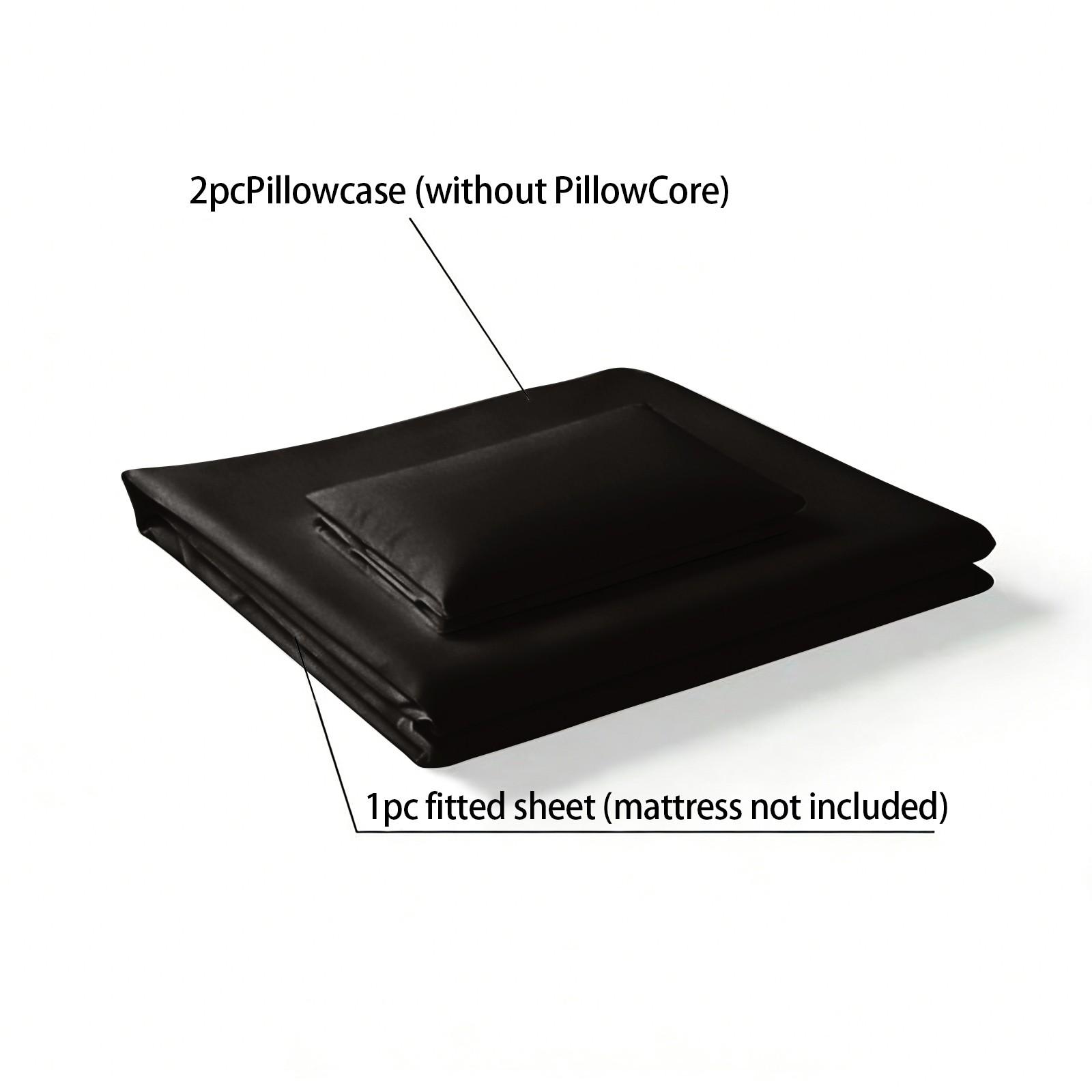 3pcs Simple Style Bedding Set, Bed Sheet Sets, Includes 1 Fitted Sheet and 2 Pillowcases, Soft Polyester Fiber, Suitable for Home Bedroom and Guest Room