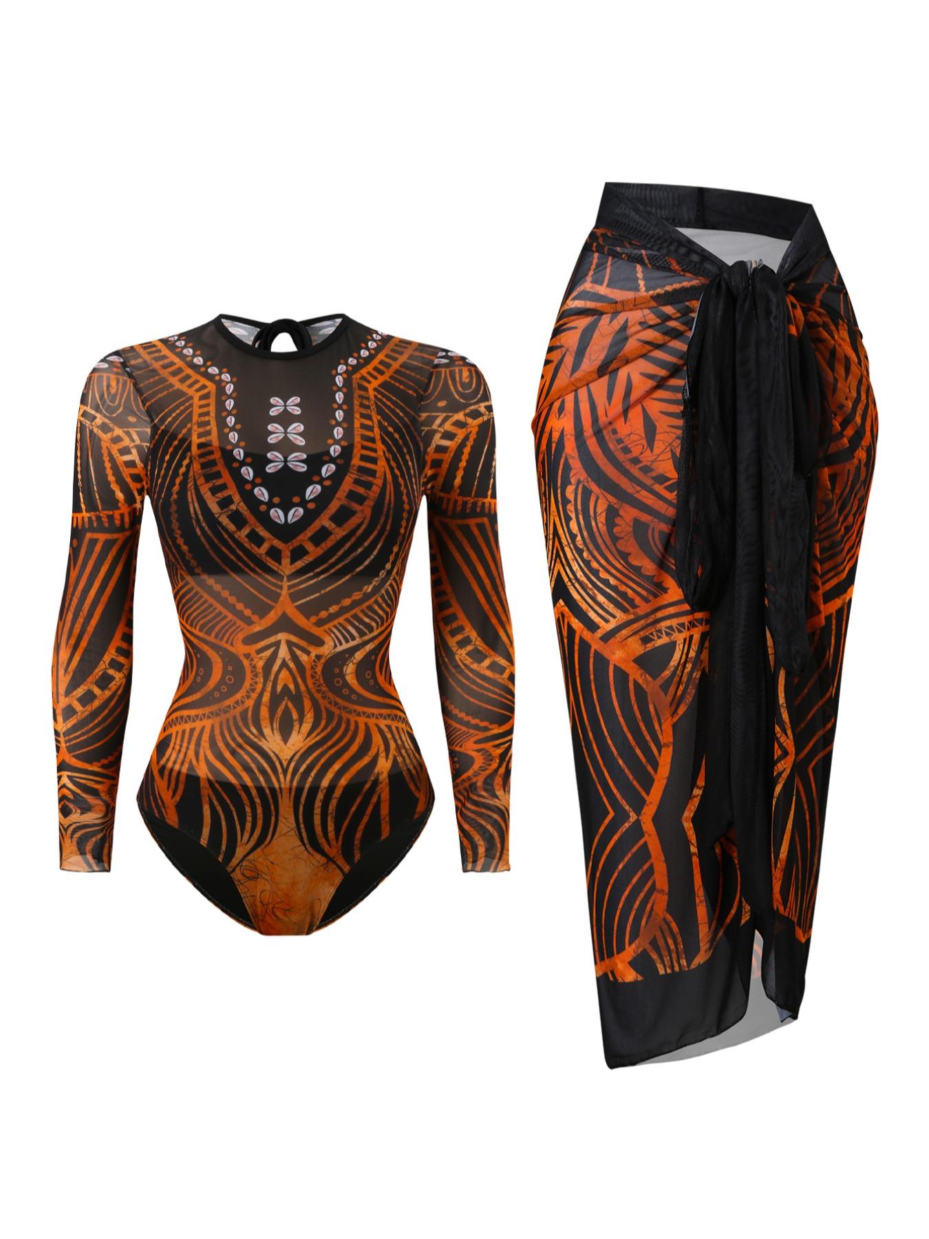 Women's Mesh One-Piece Swimsuit, European Style Swimwear, Sun Protection Quick-Dry Bathing Suit, Summer Beach Wear