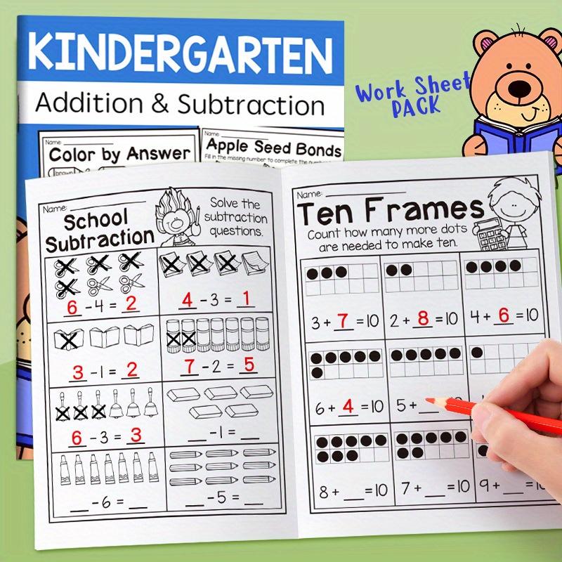 32 Pages Of Math Exercises On Addition And Subtraction Within 10, For Preschool Education, Mental Arithmetic Practice Book, Picture-Based Equation Writing And Decomposition Calculation Arithmetic Problems, Visual Learning Tools, Learning Materials