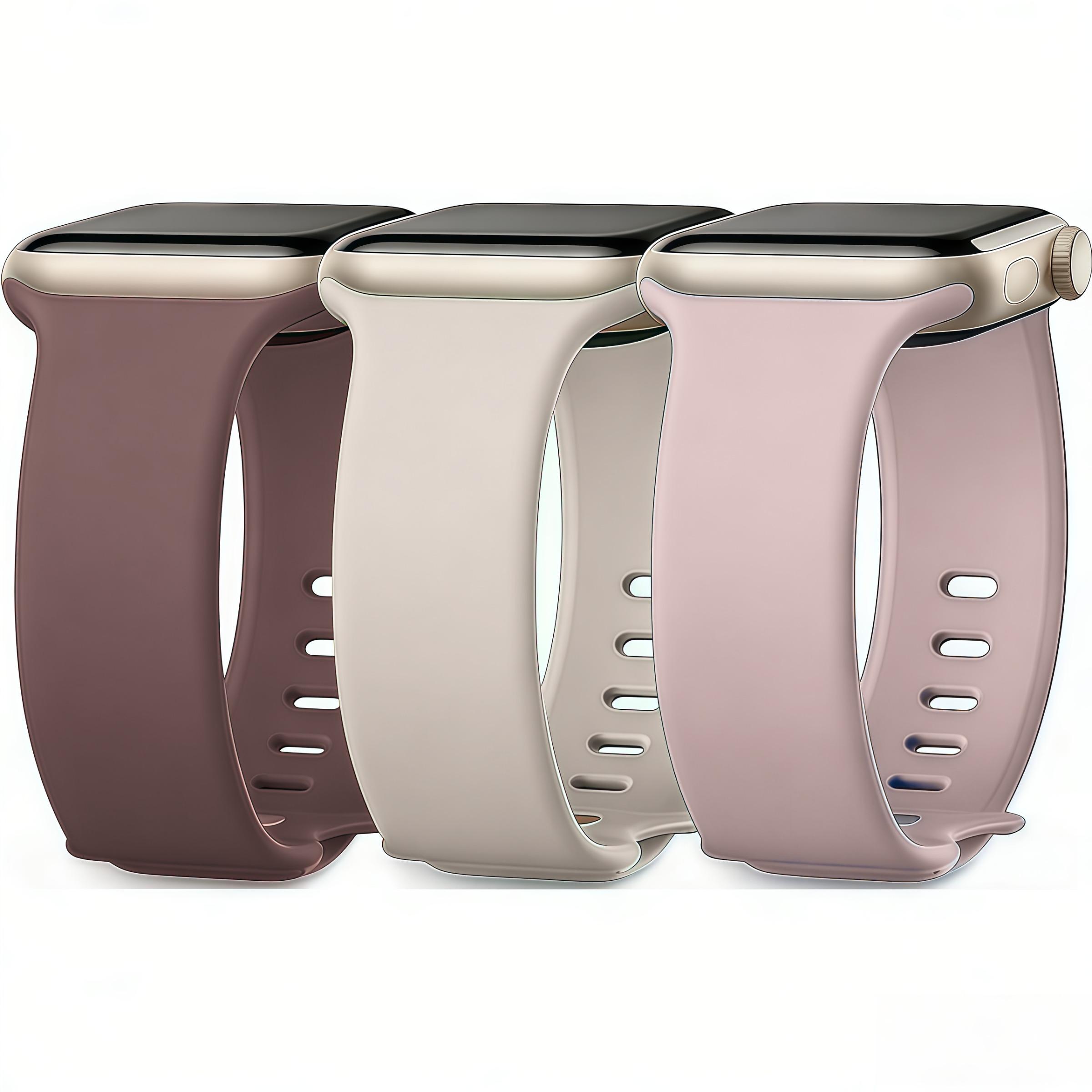 3 Pack Sport Silicone Band for Apple Watch, Soft Waterproof Wristband, Replacement Strap for 40mm-49mm, Series 9-1 Se Ultra