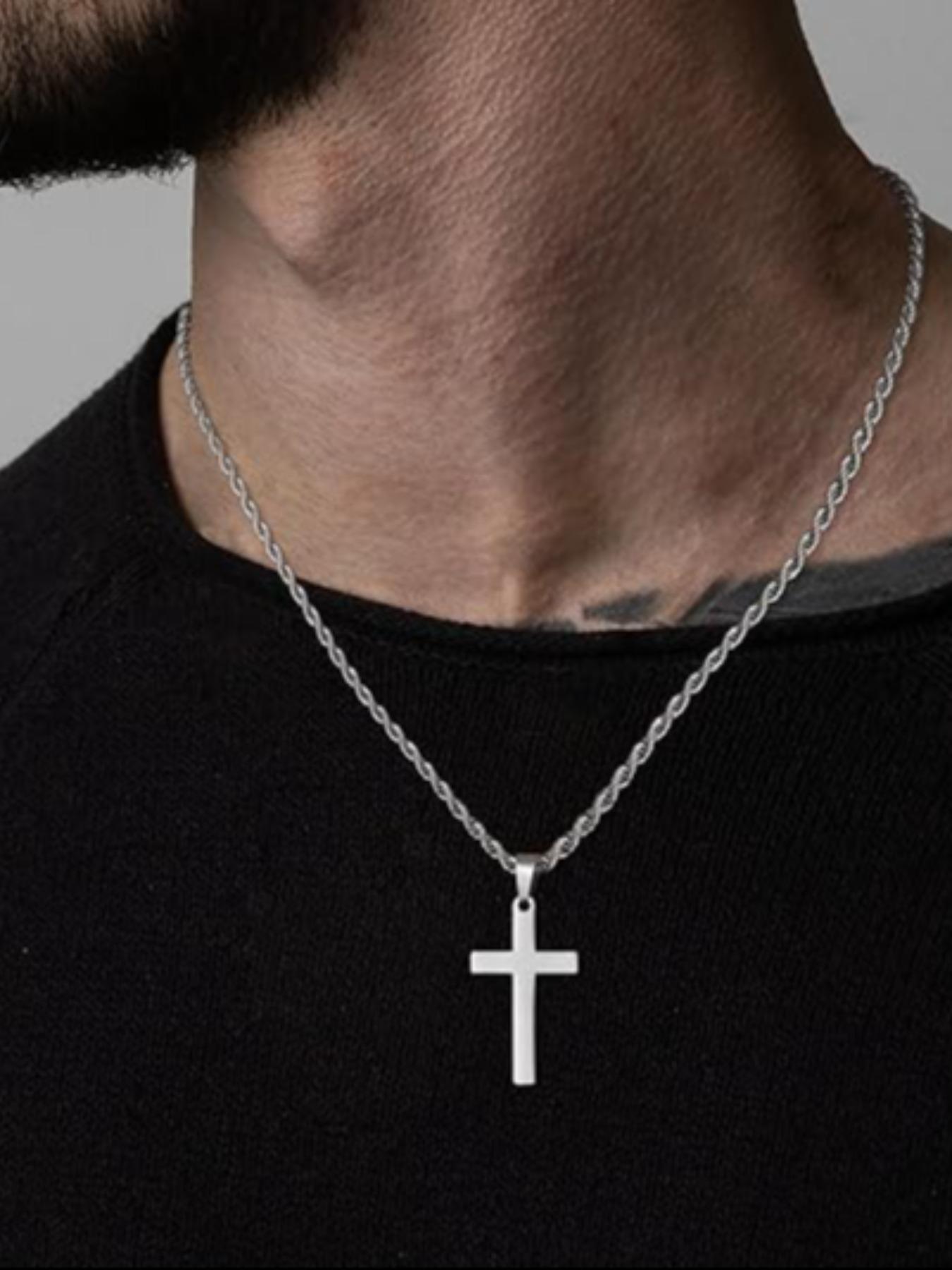 Classic Retro Design Cross Chain Design Stainless Steel Cross Pendant Necklace, Fashion Jewelry for Party, Daily Clothing Decor, Trendy All-match & Exquisite Jewelry for Birthday Gift