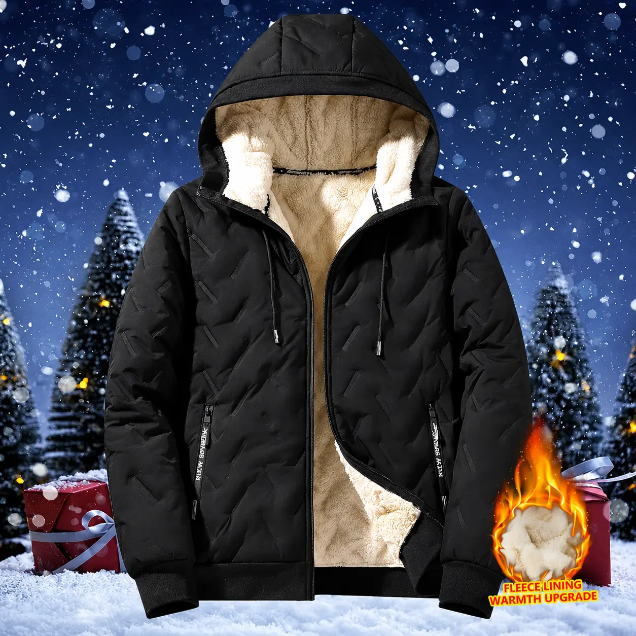 Men's Hooded Cotton Padded Winter Jacket Thick Thermal Coat Textured Zip Pocket Casual Outerwear Parka cozy soft cool clean chic active sporty premium classic stylish durable trendy relaxed comfy modern vibe urban fresh hype Multi-Color