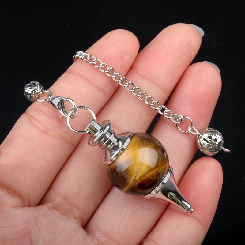 4Pcs/Set Natural Crystal Agate Sphere Pendulum Pendants, Detachable 3-Piece Hanging Chain Set, Divination Dowsing Tool, Yoga Meditation Jewelry Gift for Spiritual Lovers