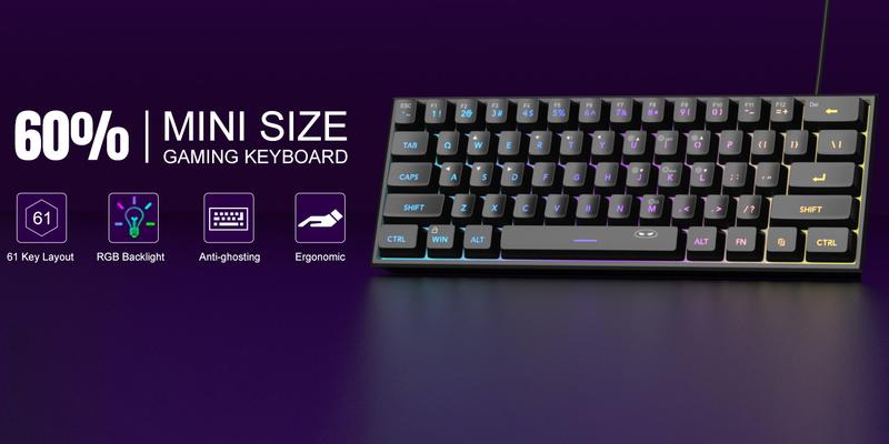 MageGee Mini 60% Gaming Keyboard, RGB Backlit 61 Key Ultra-Compact Keyboard, TS91 Ergonomic Mechanical Feeling Office Computer Keyboard for PC, MAC, PS4, Xbox ONE Gamer #TOP PICKS