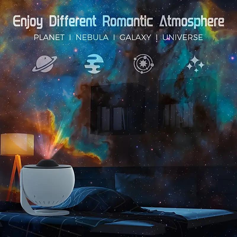 Valentine's Day gift   Nexillumi 3D Galaxy Projector Night Light with 13 Movie Planetarium, Modern Aurora Star Projector, Timing & Rotation Function, Remote Control, White Black, Space & Audio Device