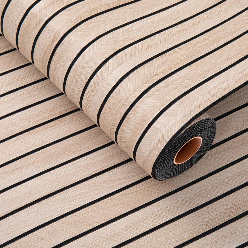 1 Roll Wood Grain Striped Wall Sticker | Thickened 3D Textured Self-Adhesive Wallpaper, Waterproof for TV Background, Bedroom, Living Room & Ceiling | Cuttable Easy-to-Stick Faux Wood Panel, Moisture-Proof