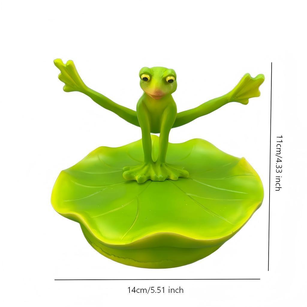1 PC Floating Resin YOGA Frog Figurine, Waterproof Pond Decorations for Outside, Realistic Water Lily Pad Ornament for Aquarium