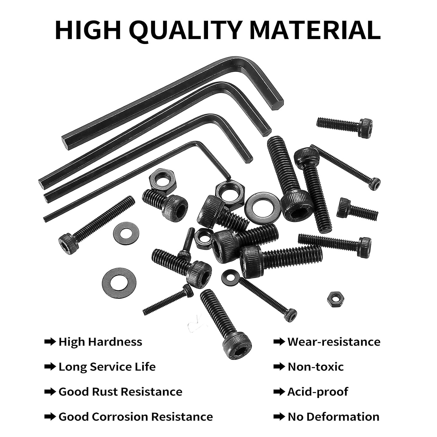 1274 count M2 M3 M4 M5 Metric Screw Set, Hex Socket  Cap Screws Nuts and Washers  Kit, Metric  and Nuts Kit, 12.9 Carbon Steel  Machine Screw  Kit, with 4 Spanner