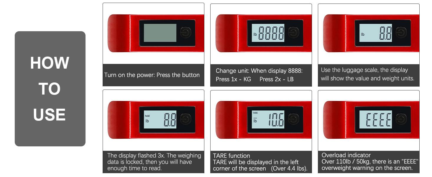 travel inspira, Luggage Scale, Portable Digital Hanging Baggage Scale, For Travel, Suitcase Weight Scale, With Rubber Paint, 110 Pounds, Battery Included