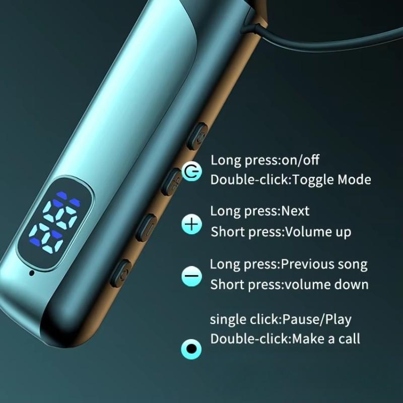 Wireless Neckband Headphones with LED Display, Long Battery Life, Bluetooth-compatible Stereo Bass, Sports & Outdoor Use, Noise Cancelling Mic
