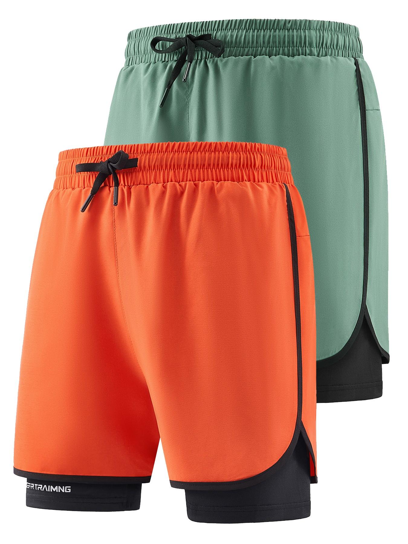 Men's Sporty Loose-Fitting Shorts, Summer New Design, Ideal for Fitness and Marathon Training, Dual-Layer Lining, Pocketed, Elastic Waist