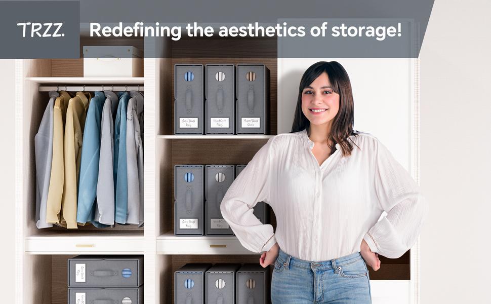 TRZZ Gift Box  Foldable  Bedding Organizer 4/8Pack - Large Capacity Sheet/Blanket Storage Bins with Clear Window, Fits Queen/King Bedding, Closet Organizers for Sheets/Pillows/Quilts