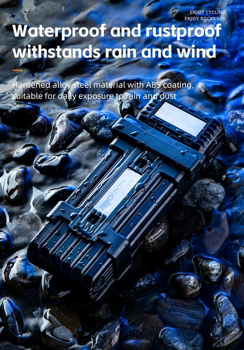 ROCKBROS Anti-Theft Folding Bike Lock,Bold Diameter 0.7cm,High-Strength ABS Material,Portable Folding Key Lock Bicycle Motorcycle Electric Vehicle