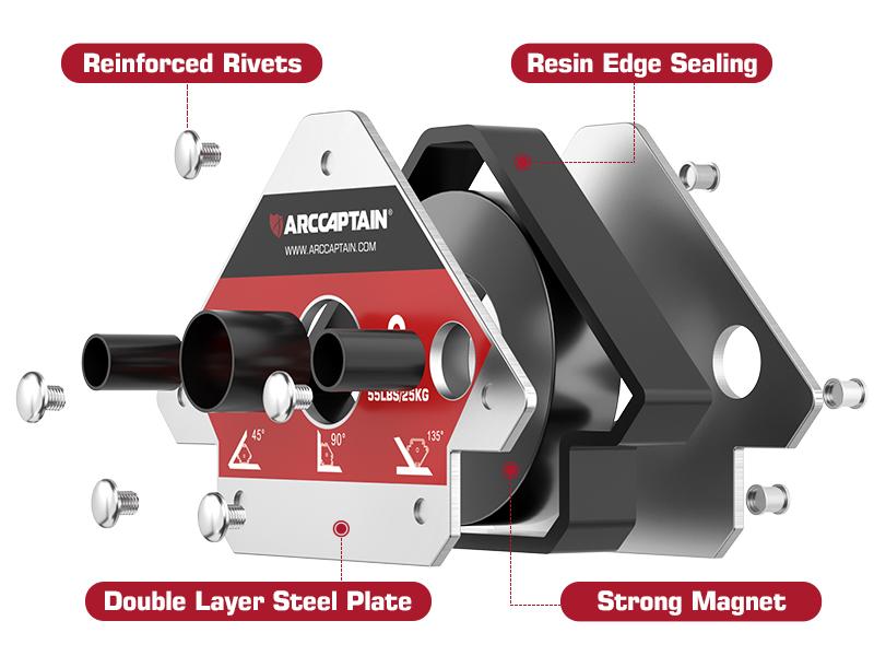 ARCCAPTAIN Welding Magnets 25LB & 55LB & 75LB Welding Magnet Set, Magnetic Welding Holder, Holding Power Welding Accessories Adjustable Angle Welding Magnet Holder Heavy Metal Duty Tool Kit