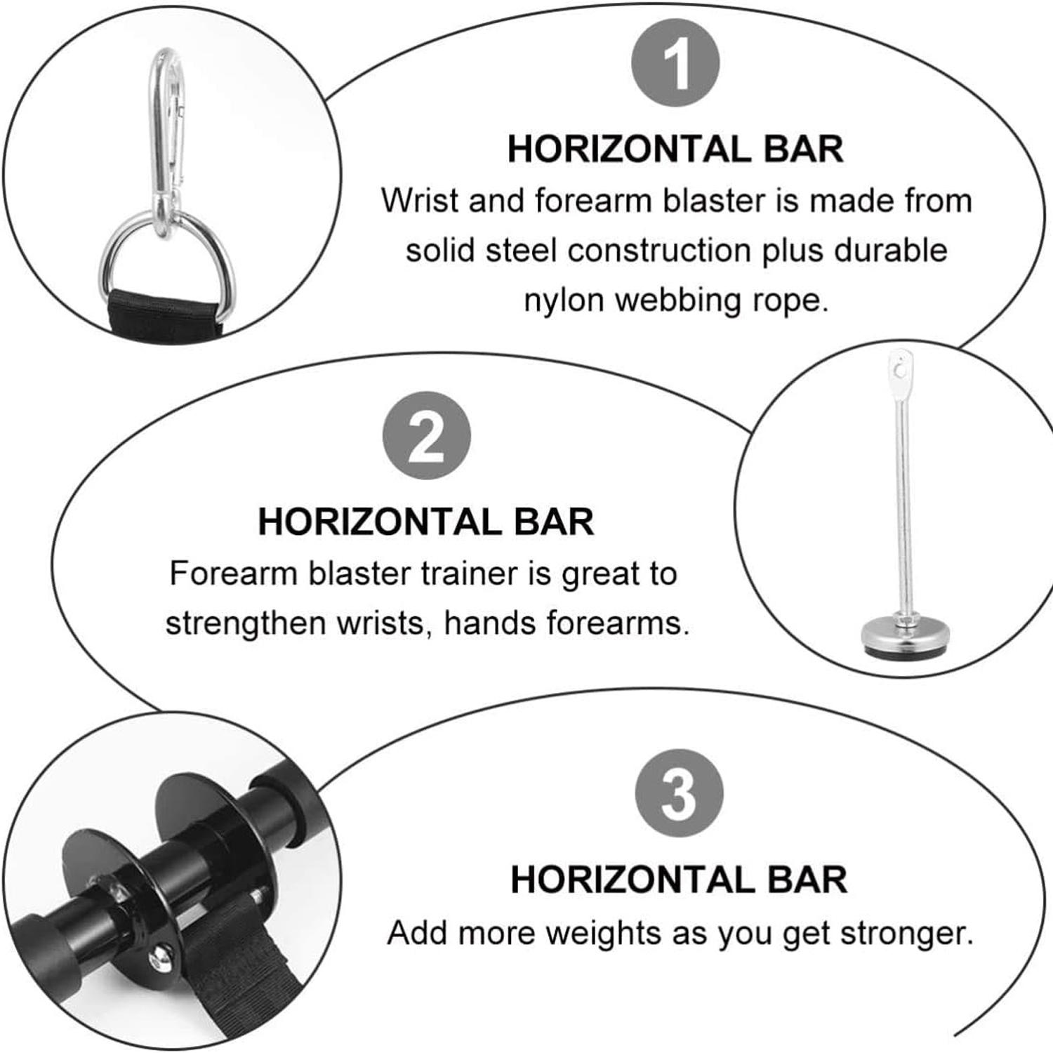 Forearm Wrist Roller Blaster Exercise Trainer Weight-Bearing Wider Nylon Straps Arm Strength Training Fitness Equipment Workout Machine Anti-Slip Home Gym Workout