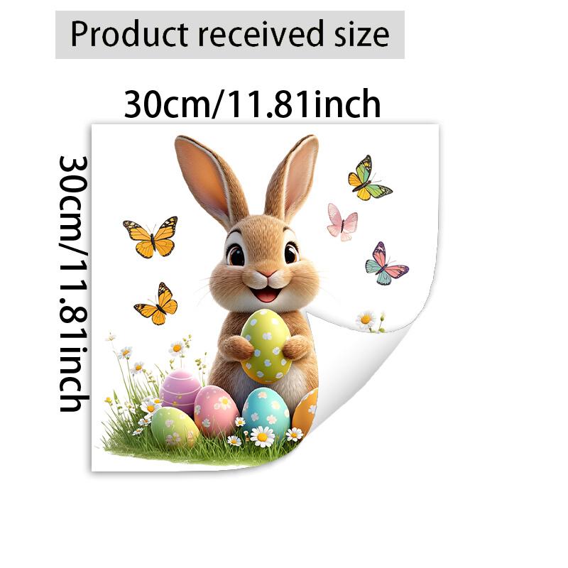 Easter Bunny Egg Sticker, Self-Adhesive Window Decal, Home Wall Decor, Removable PVC Art Sticker, Festive Seasonal Decoration
