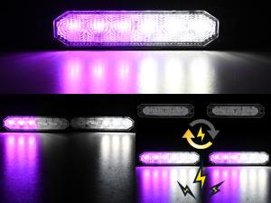Nilight 6 LED Strobe Lights – 4PCS Ultra Slim Surface Mount Hazard Warning Light Bar | Synchronized Purple & White Flashing Kit | 12–24V for Trucks, Cars, ATVs, SUVs & UTVs