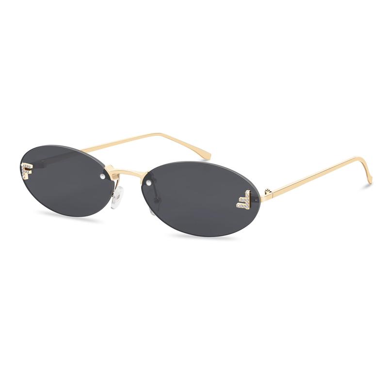 Retro Oval Y2K Sunglasses for Women Men, 2025 Trendy Chic Narrow Gold Metal Sunglasses Small Sunnies