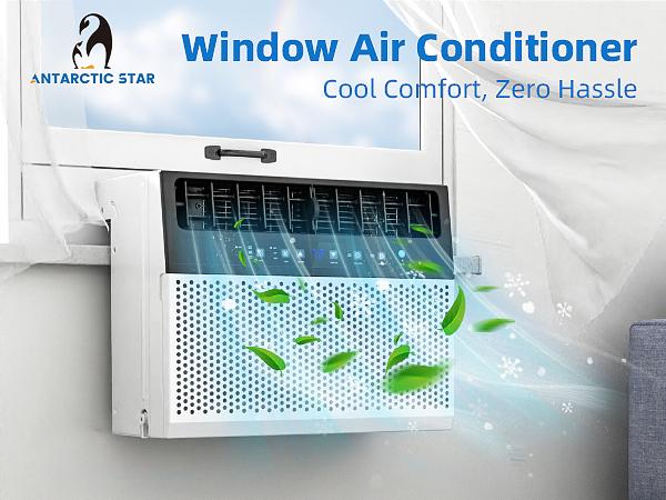 【Back to School】Antarctic Star Window Air Conditioner 12000 BTU to 400 Sq. Ft. —6 Modes 24H Timer Low Noise Quiet Operation Energy-saving Full Window View Remote Control White
