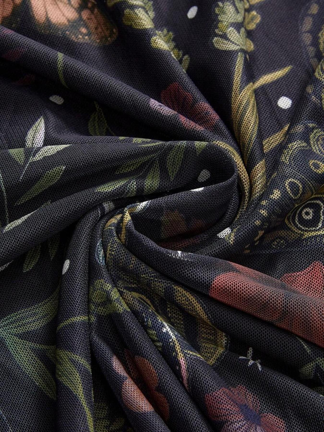 Fairycore Gothic A-Line Skirt, Bohemian, Casual Boho Skirt, Bat Skull Moon Pumpkin Print, Boho Plant Leaf Butterfly Maple Mushroom Floral Design, Elegant Party Dress, All-Season Long Skirt, Elastic, Bottom
