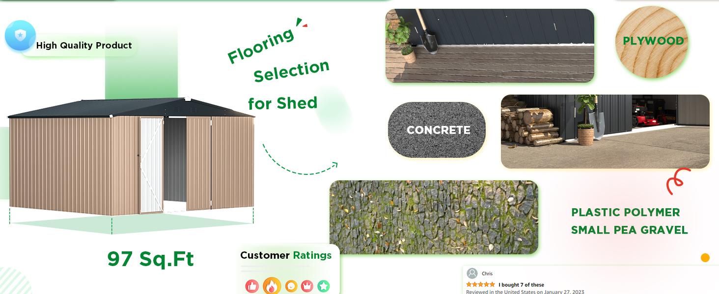 【Multiple packages arrived at different times】AECOJOY large Metal Outdoor Storage Shed with Lockable Doors, Tool Shed, Enhanced Metal Plates, Rainproof Sunproof Roof, Remote Assistance Available