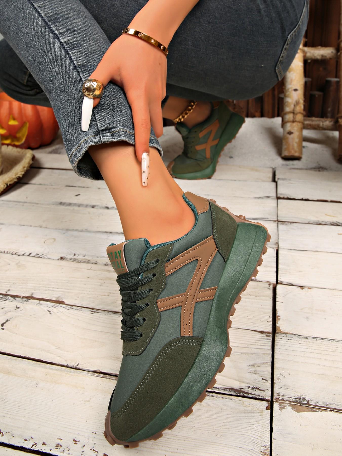 Women's Fashion Colorblock Sports Shoes, Breathable Mesh Sporty Running Shoes, Comfortable Support, Casual Height-Boosting Sneakers, Ideal for Walking and Sports, Trendy Running Shoes
