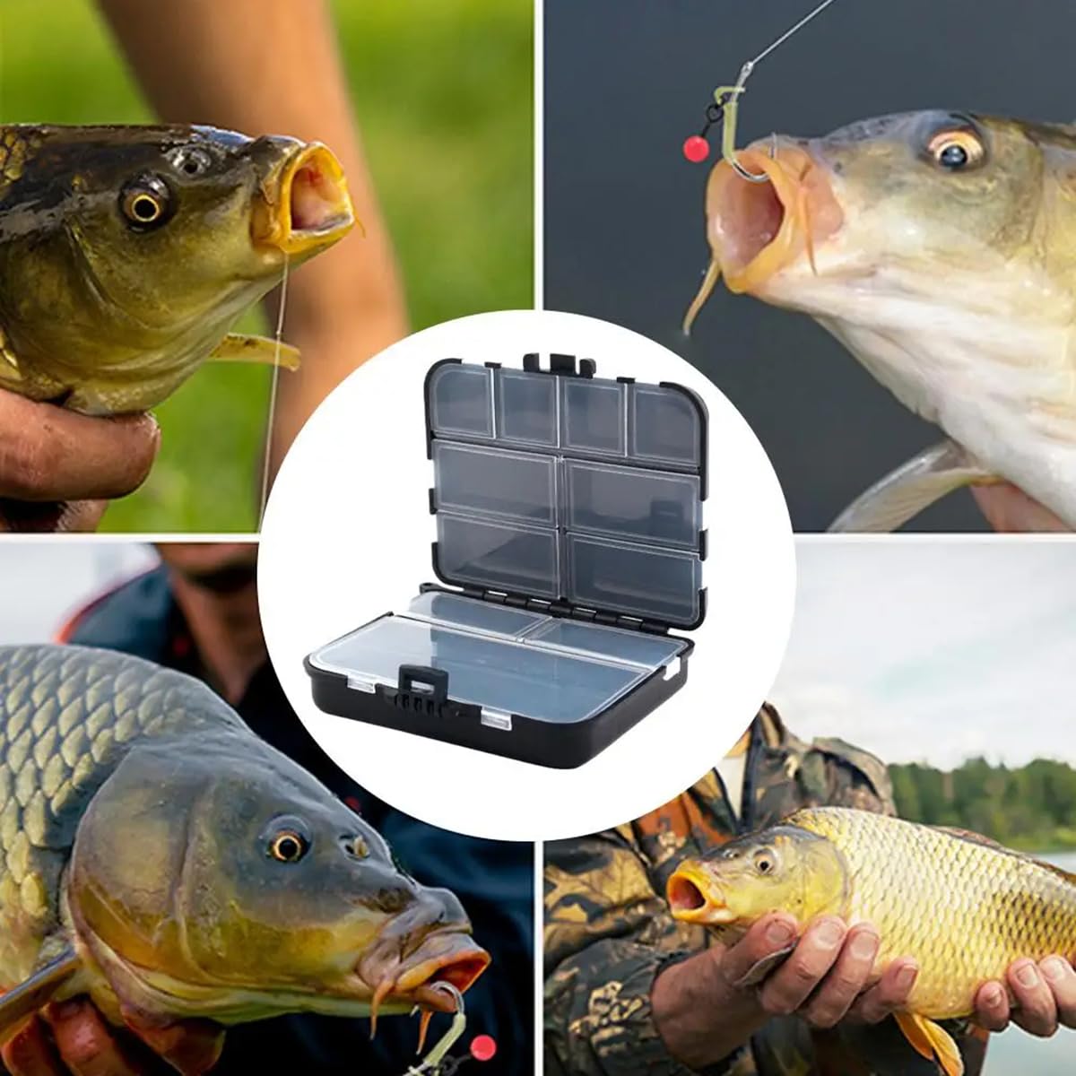 2-Pack Mini Plastic Fishing Gear Box, Compact Fishing Storage Box, Kayak Fly Box, Durable Large Compartments, Portable Bait and Hook Container