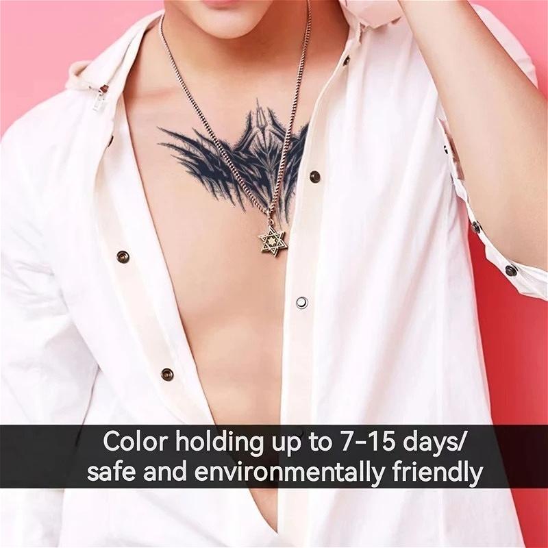 Demon Wings  Waterproof Tattoo Sticker Herbal Juice Semi-permanent Dark Neck Chest Fake Tattoo Art Lasting for Men Women