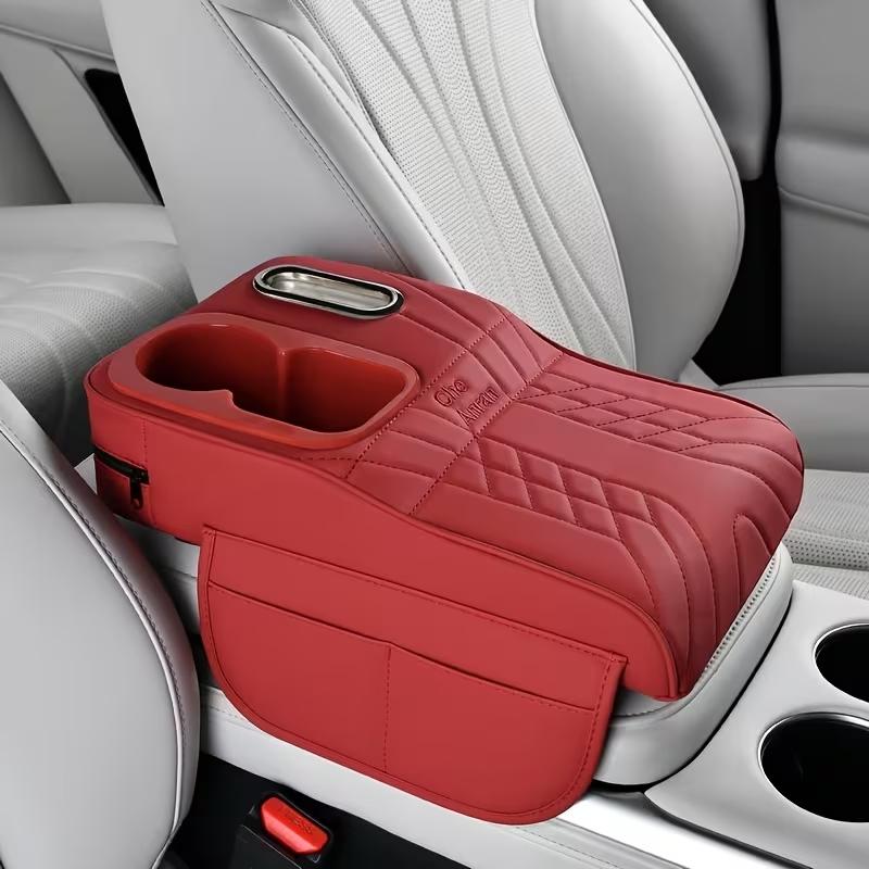 Multifunctional Car Armrest Storage Pad, Height Adjustable Cup Holder Organizer, Central Console Tissue Box Accessory for Vehicles, Car Storage Organizers, Car Cup Holders