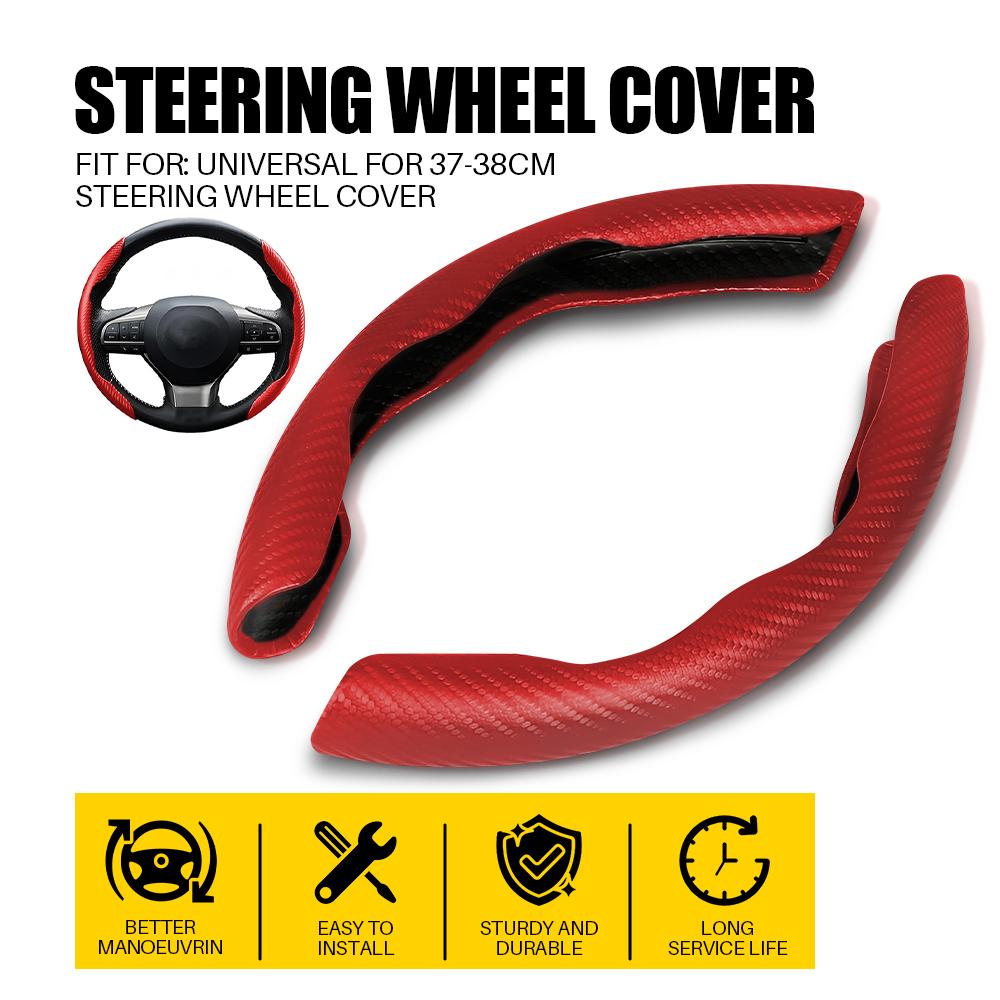 AUXITO 37cm -38cm 15" Steering Wheel Cover Faux Leather For Acura Carbon Fiber