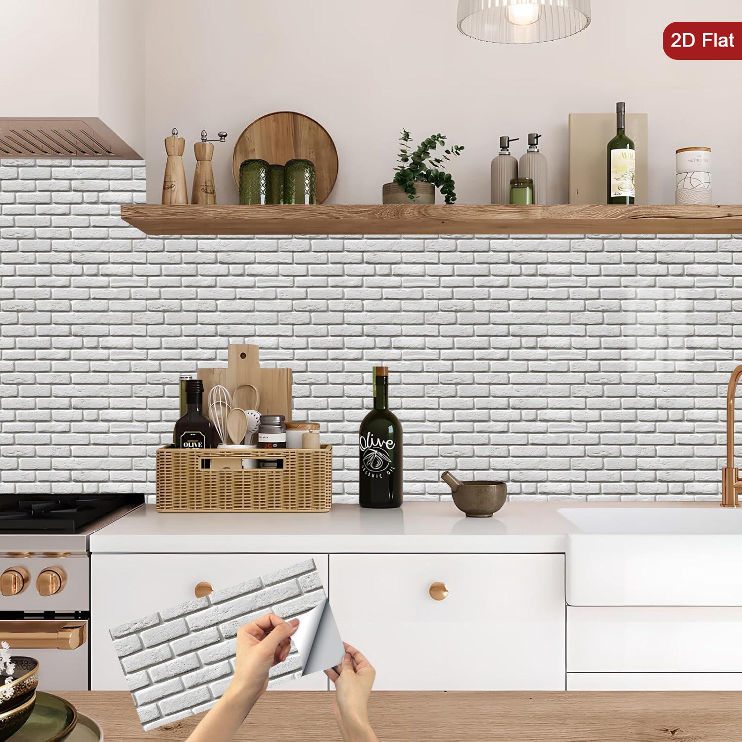 Fake Tiles 12/24/50 Sheets Faux Wall Tile Stickers,Minimalist Design Peel and ...