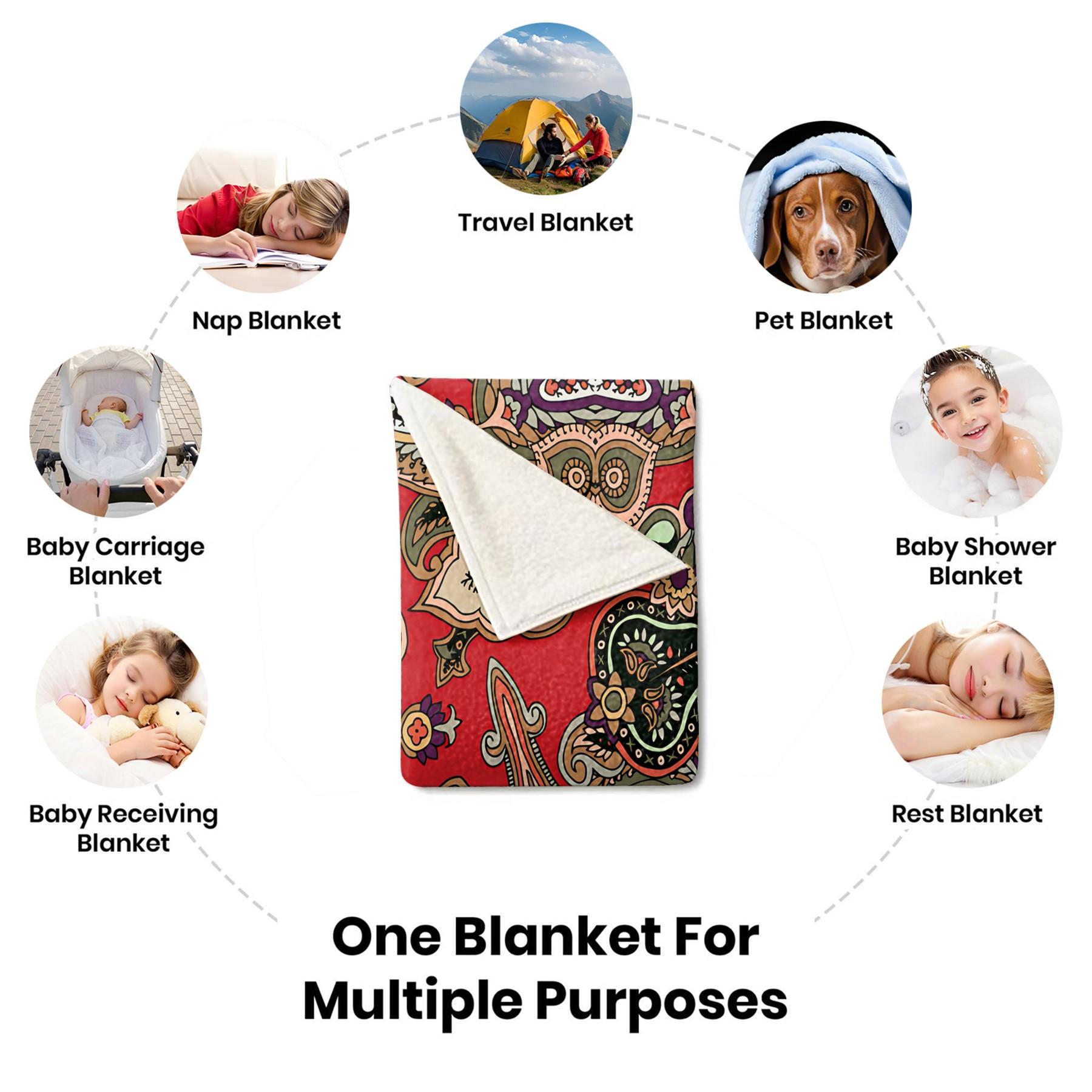 1Pcs Boho Paisley Digital Print Flannel Blanket, Vibrant Ethnic Style Throw Blanket, Ultra-Soft Cozy Warm Blanket, All-Season Decorative Gift Blanket, Perfect for Bedroom, Sofa, Couch, Camping, Travel, Dorm Decor