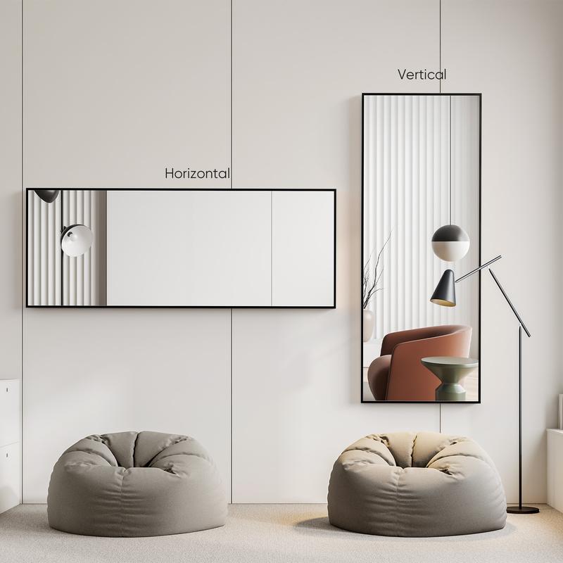 71" Full-Length Mirror with Stand - Freestanding/Wall-Mounted Floor Mirror, Shatterproof Nano Glass & Aluminum Frame, Right Angle/Rounded Corners (Gold/Black)