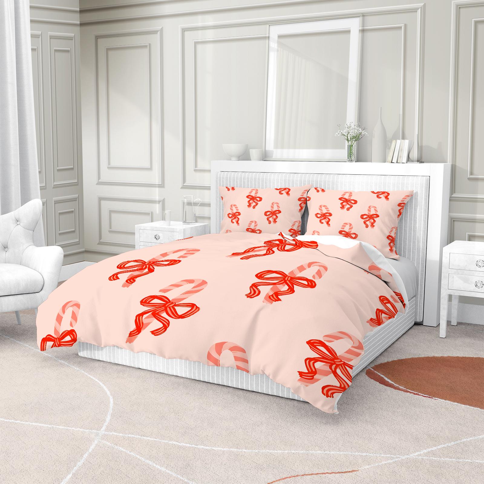 2/3Pcs Cute Bow Knot Duvet Cover Set, Pastel Ribbon Bedding for Bedroom, Warm Gift for Teen Girls and Women, Filling Not Included