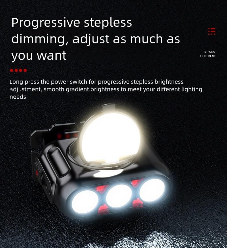 Headlamp Fishing Hat Clip Light Induction Night Fishing Lamp Long Battery Life Headband Illumination Strong Light Rechargeable Super Bright