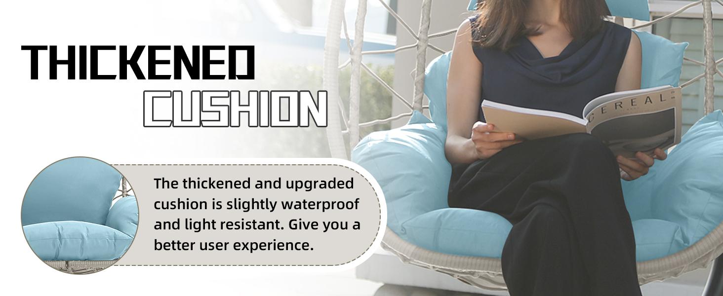 Single Egg Chair with Stand- 350LBS Capacity, Swing Chair Hanging Chair Nest Basket, UV Resistant Removable & Washable Cushions for Bedroom, Balcony, Garden Patio Outdoor Furniture