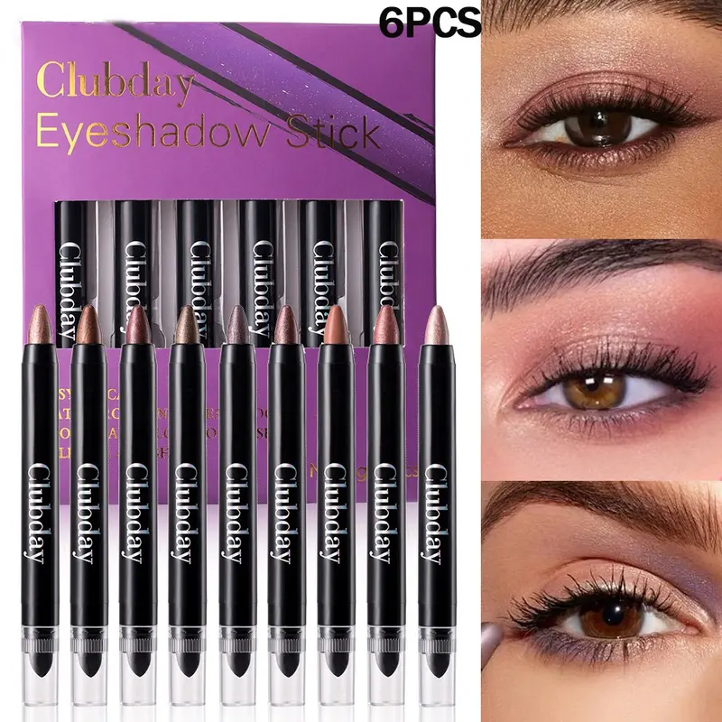 9 Color Highlighter Eyeshadow Pencil Crayon Stick Set, Glitter Shimmer Eyeshadow Makeup, Dual-Ended Waterproof Matte & Shimmer, Self-Diffusing Sponge Tip, Perfect Gift, Eye Makeup Products