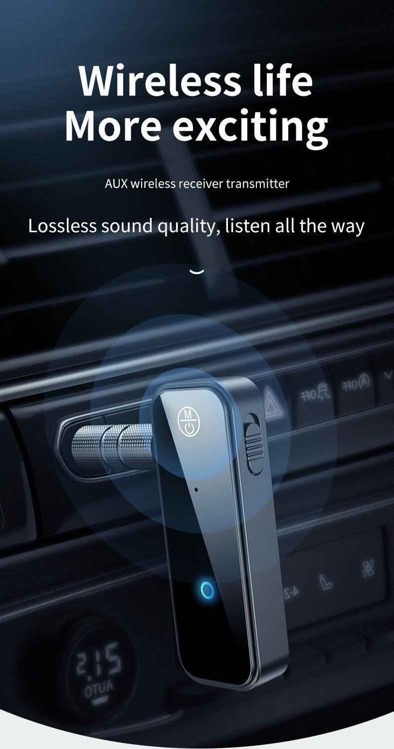2026 New Car Bluetooth 5.3 Audio Receiver, Wireless FM Transmitter Adapter with AUX Input, Hands-Free Car Kit for Old Cars