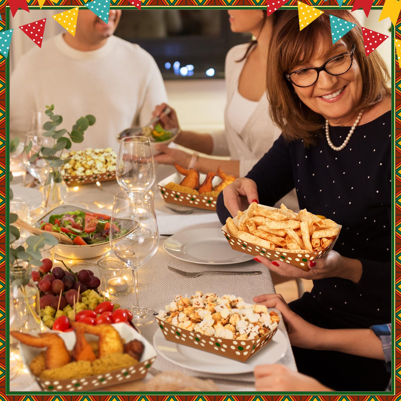 100 Pcs Mexican Paper Food Trays Cielito Lindo Snack Boats for Taco Tuesday Nacho Bar Fiesta Baby Shower Birthday Latino Family Gathering