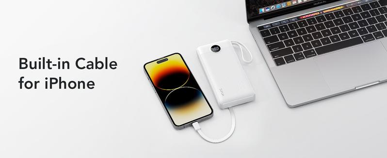 VRURC 10000mAh Portable Power Bank with 4 Built-in Cables Fast Charging LED Display Travel Battery Pack for iPhone Samsung Android Tablet iPad Earbuds USB Type-C & Micro USB Chargeable with Lanyard Smartphone Black Charger