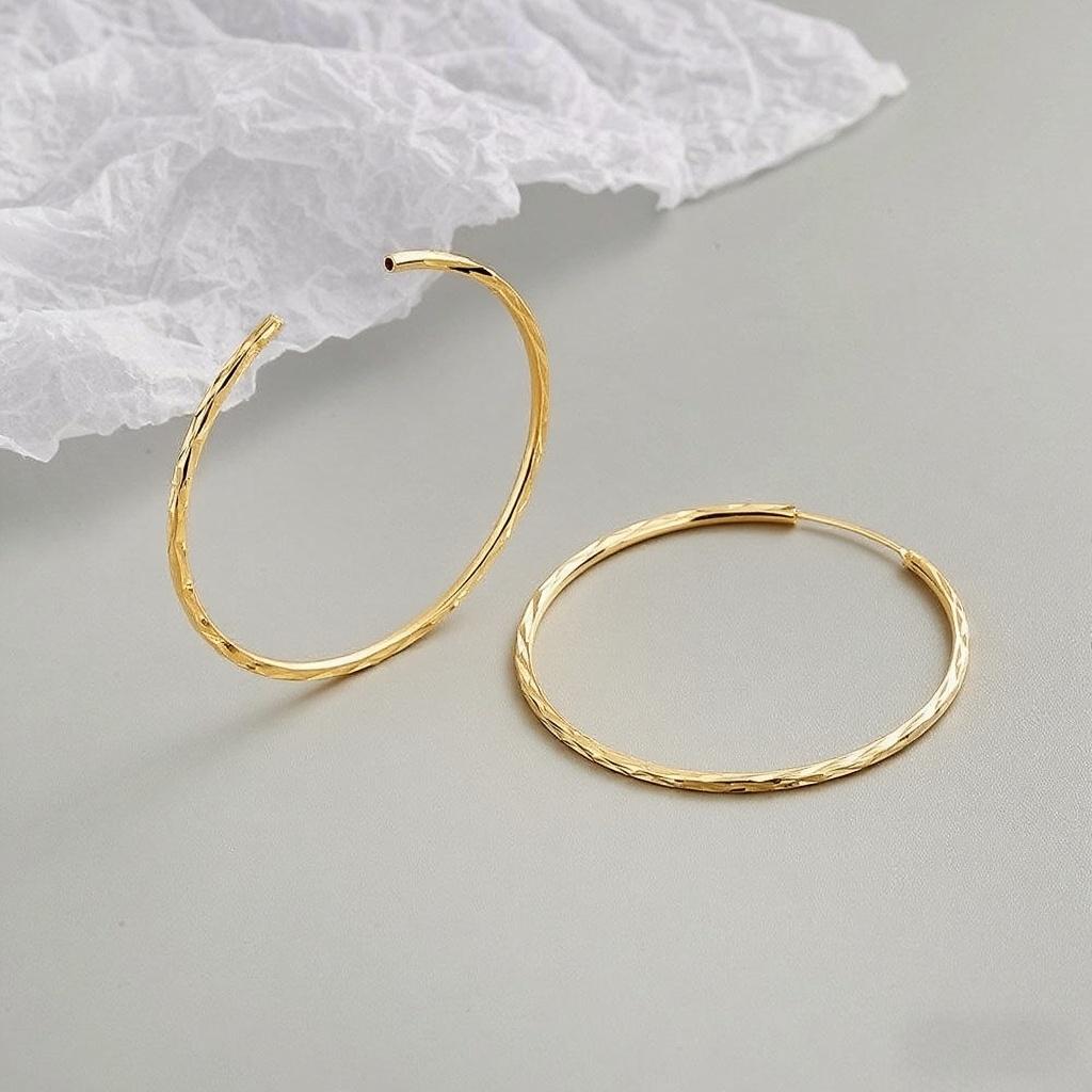 vintage hoop earring 18K Golden Plated Pair - City Wall Texture Round Earrings | Hypoallergenic, Non-Fade, Elegant & Minimalist Style,With Free Gift