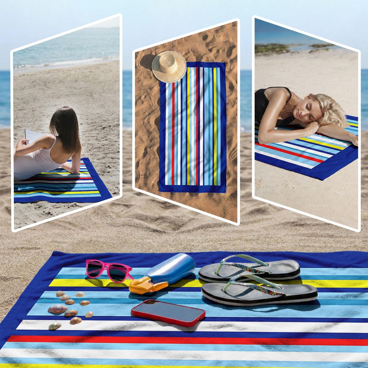 Stripe Beach Towel, Extra Large Quick-Dry Bath Towel, Polyester Fiber, Ideal for Swimming, Camping, Travel