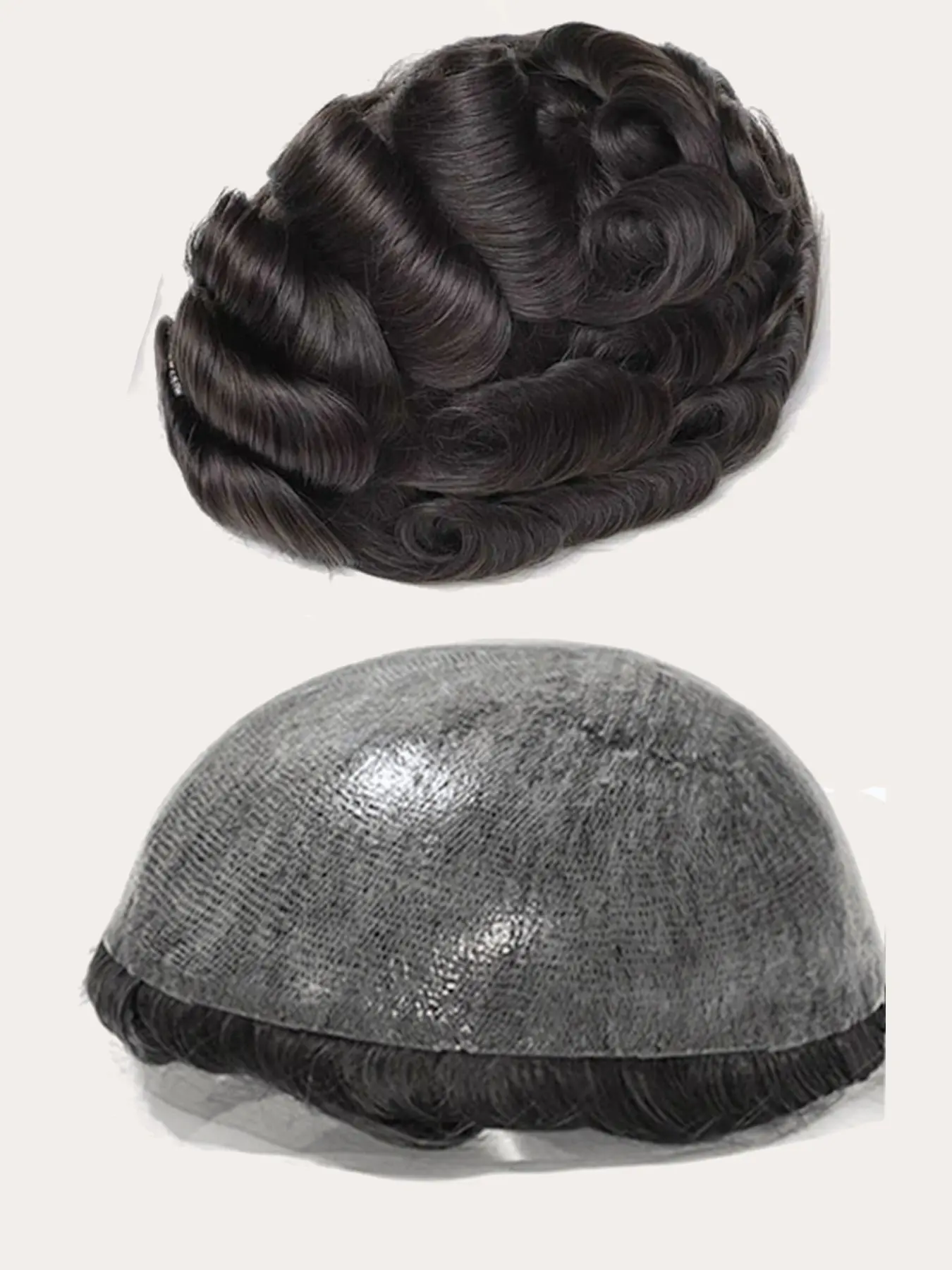 Men's Toupee Wig Full PU Human Hair, 30mm Wave with Natural Hairline, Human Hair, Breathable Male PU Toupee Hair System, Comfortable Human Hair for Baldness & Hair Loss, Comfortable & Durable